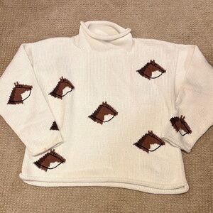 Vintage Cream Horse Knit Sweater